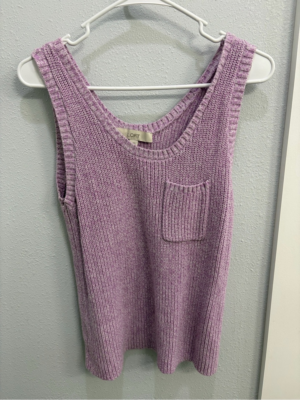 LOFT Lavender Ribbed Knit Tank with Pocket